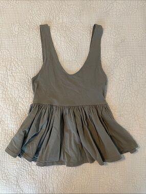 Truly Madly Deeply Olive Peplum Tank Top